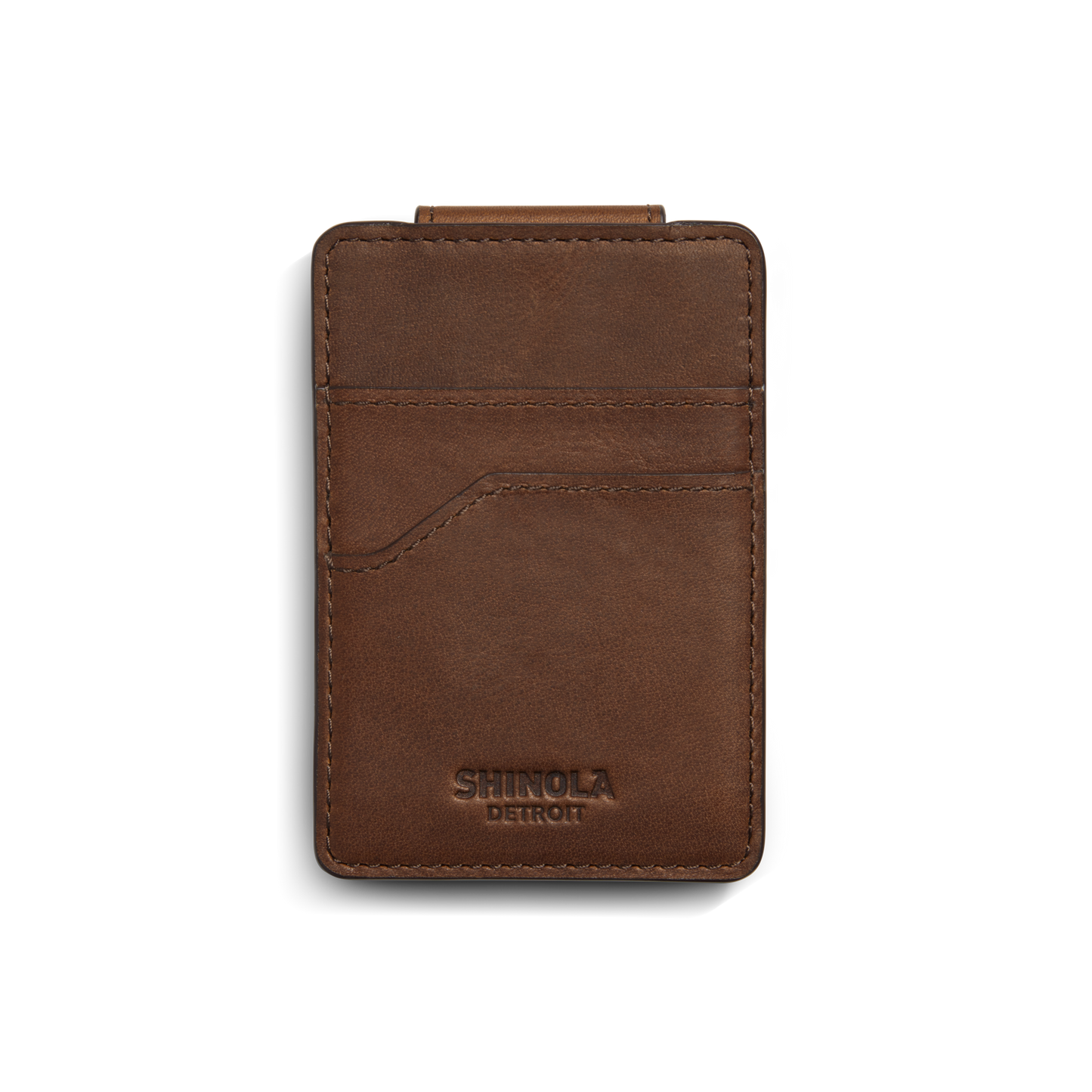 Magnetic Money Clip Card Holder - Medium Brown