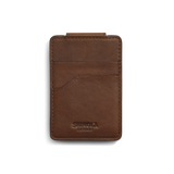 Magnetic Money Clip Card Holder - Medium Brown